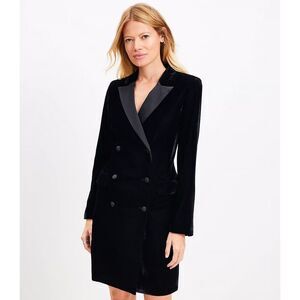 Loft Velvet Blazer Mini Pocket Dress Elegant Black Size 4 Cocktail Old Money